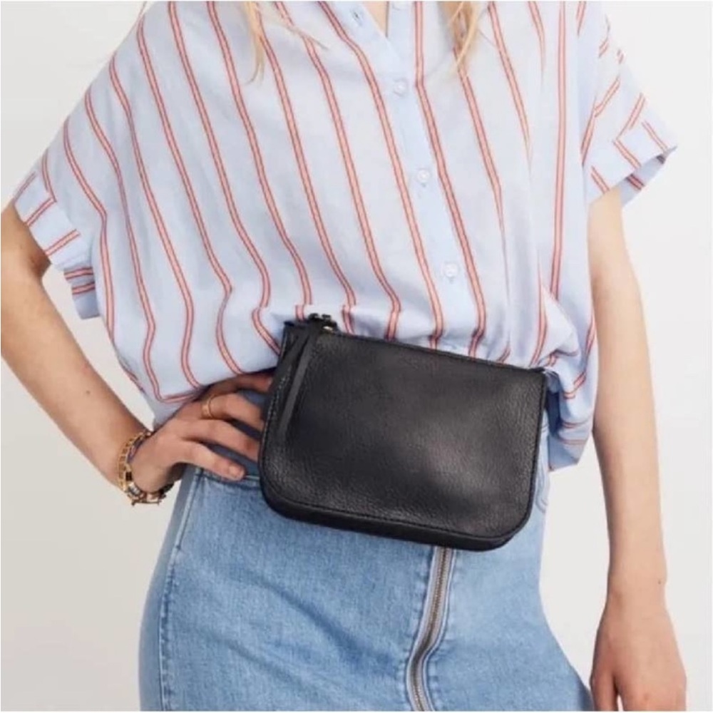 Madewell leather black belt bag simple pouch Fanny pack solid sling purse